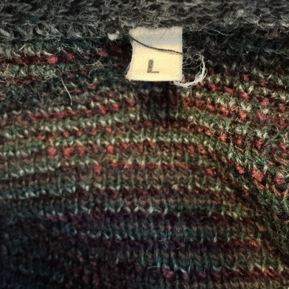 VTG Sears Roebuck Co Knit Cardigan Sweater L Gray Argyle Wool Blend 80s Grandpa - Picture 4 of 4